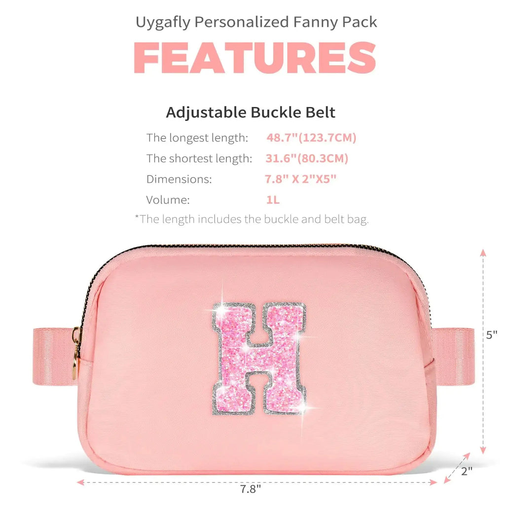 Trendy Monogrammed Crossbody & Waist Bag – Peach, Initial H