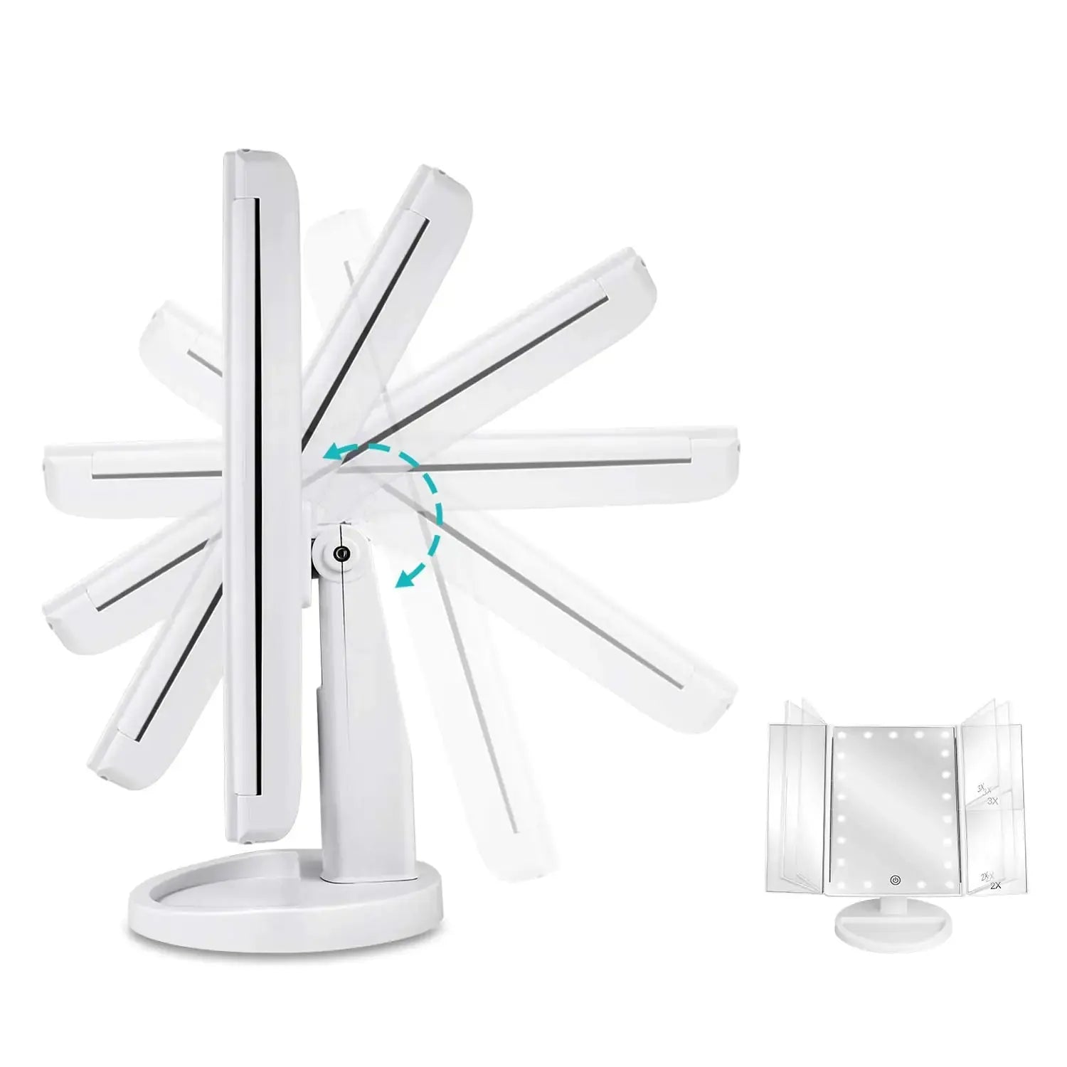Tri-Fold Lighted Vanity Mirror with LED Lights & Magnification – Perfect for Travel & Home