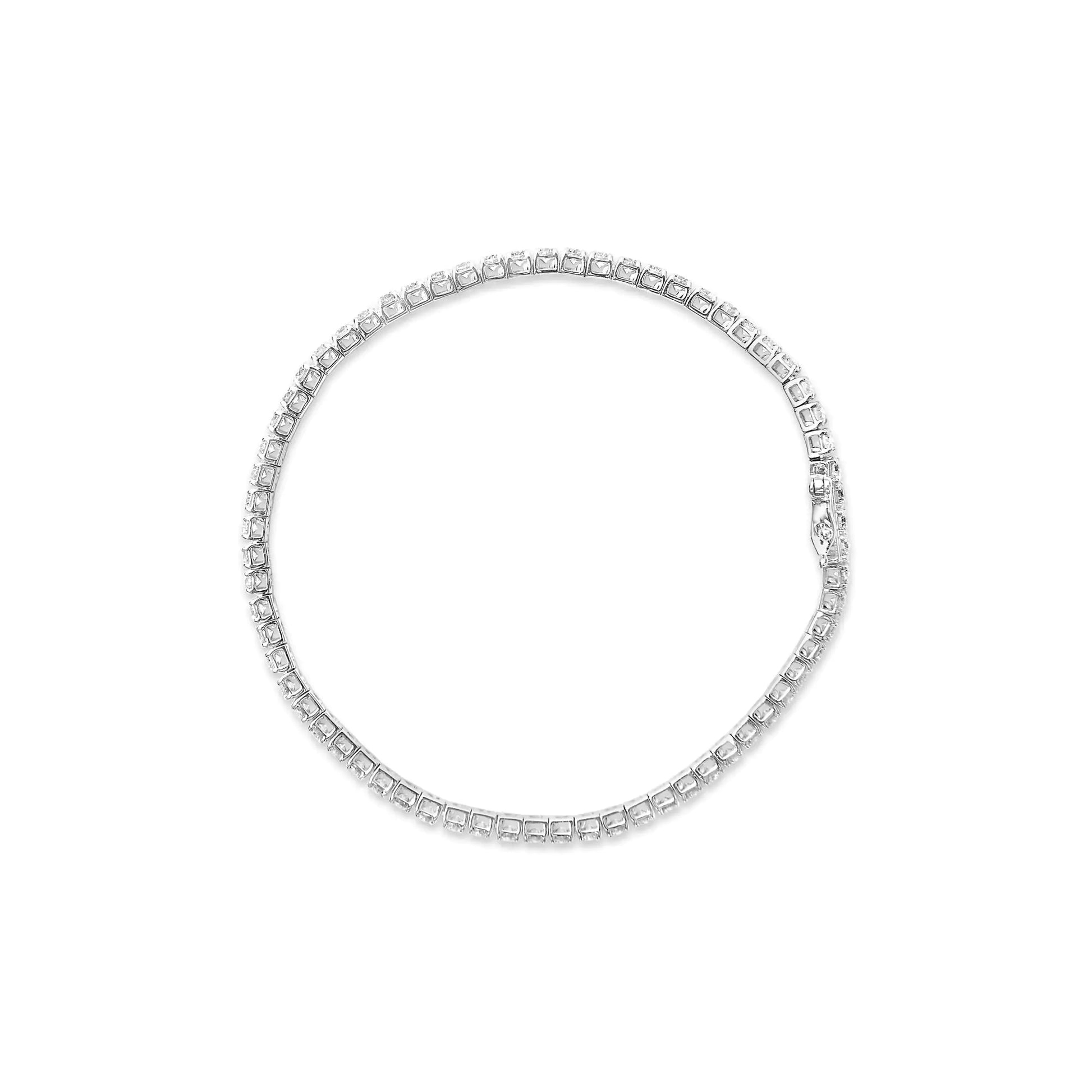14K White Gold Lab Grown 4.00 Cttw Round Brilliant Cut Diamond Prong Set Classic Tennis Bracelet - 7" (F-G Color, VS2-SI1 Clarity)