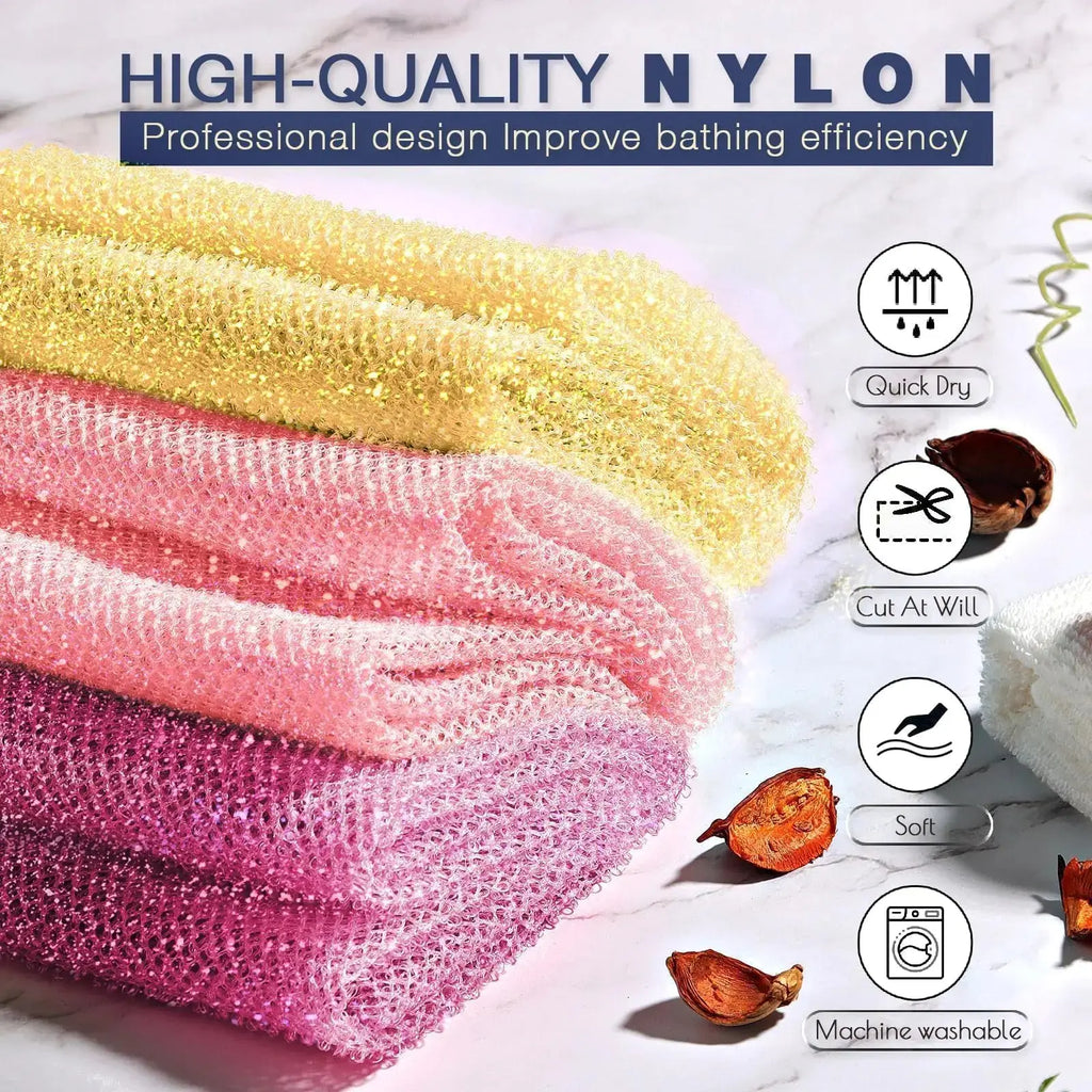 UJFQBH 3 Piece Bright Style African Exfoliating Net Shower Set - Ideal for Daily Use