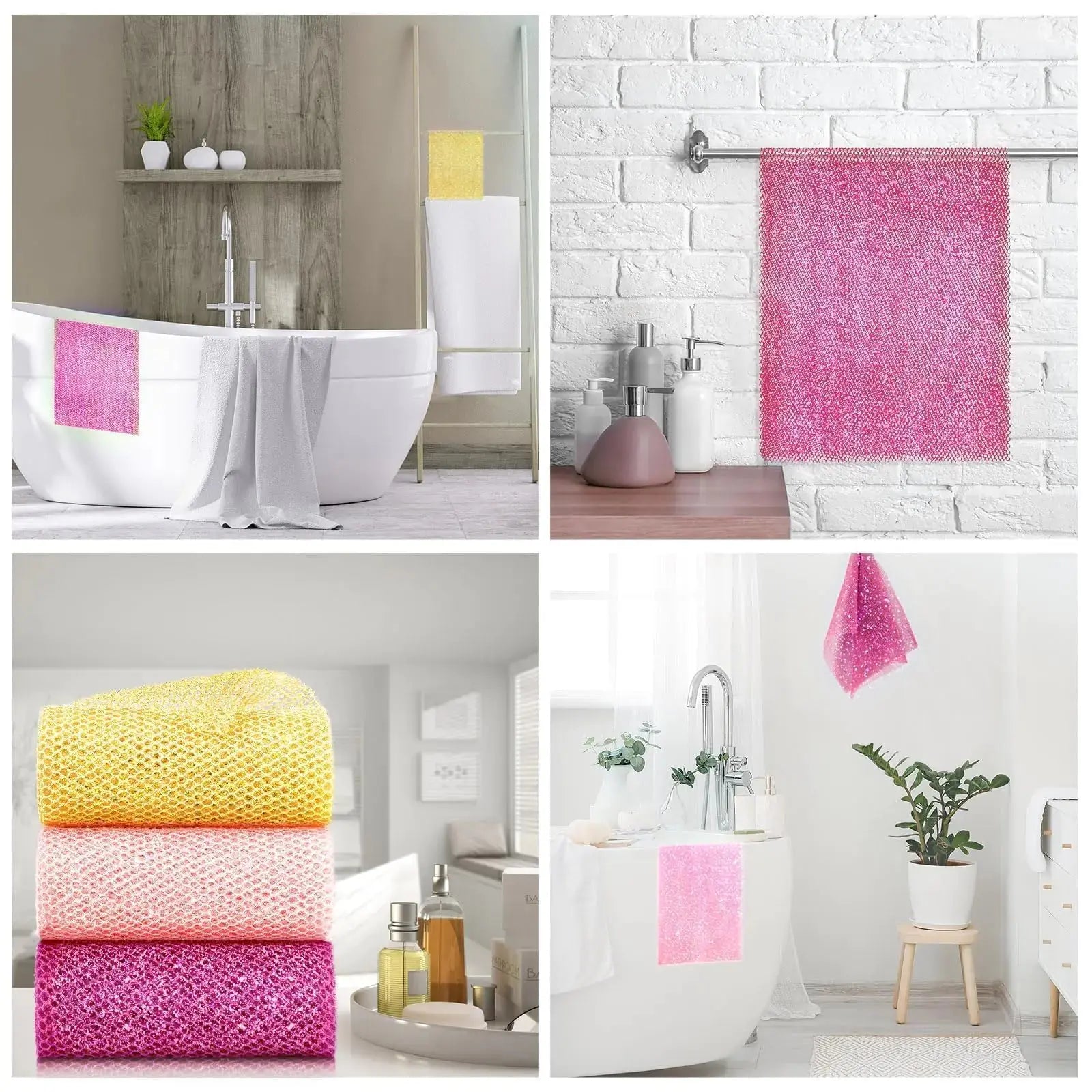 UJFQBH 3 Piece Bright Style African Exfoliating Net Shower Set - Ideal for Daily Use