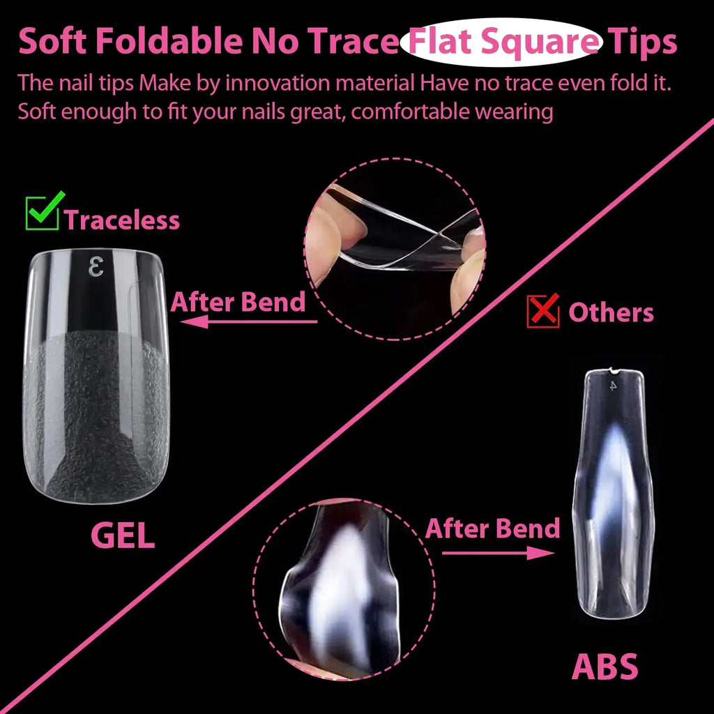 UNA GELLA Short Square Fake Nails
