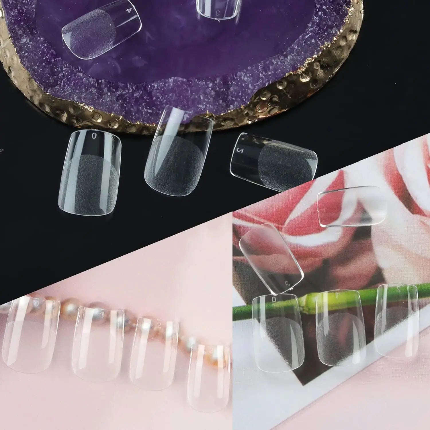 UNA GELLA Short Square Fake Nails