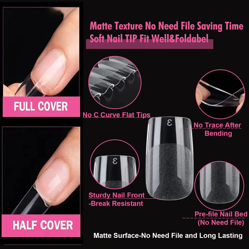 UNA GELLA Short Square Fake Nails