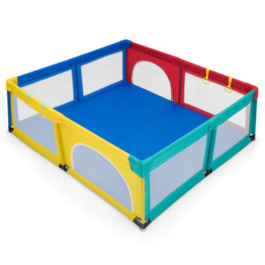 Large Infant Baby Playpen Safety Play Center Yard with 50 Ocean Balls-Gray