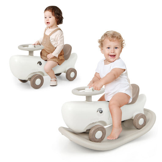 Convertible Rocking Horse and Sliding Car with Detachable Balance Board-Dark Gray
