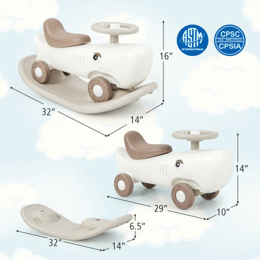 Convertible Rocking Horse and Sliding Car with Detachable Balance Board-Dark Gray