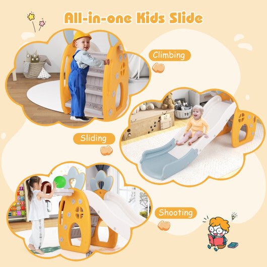 Foldable Slide with Basketball Hoop and Buffer Zone for Kids Aged 3+ Years Old