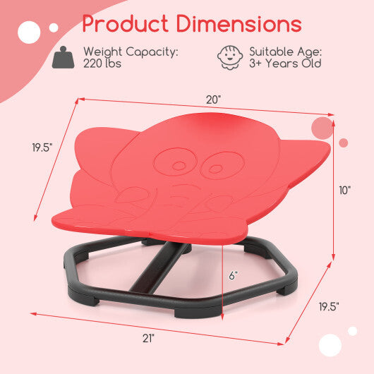 Kids Sensory Swivel Chair Elephant 360 Spinning Chair with Non-Slip Metal Base-Light Blue