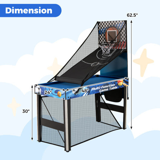 10-in-1 Combo Game Table Set with Table Tennis  Basketball  Soccer-Blue