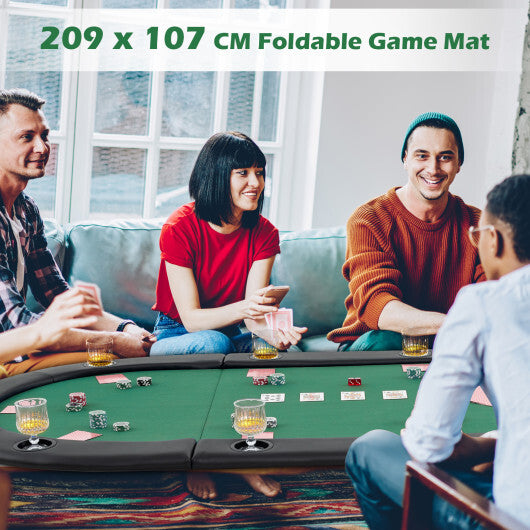 Portable 84 x 42 Inch 10-Player Foldable Padded Poker Table Top-Blue