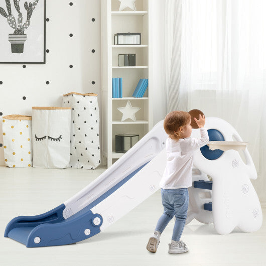 3 in 1 Toddler Slide Baby Slide Climber Playset with Basketball Hoop and Basketball-Red