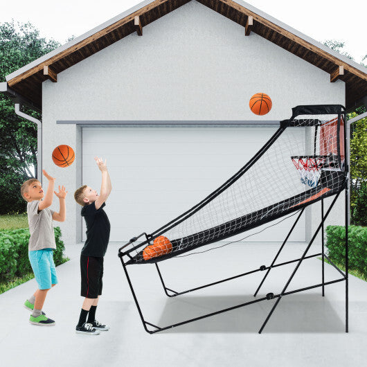 Foldable Basketball Arcade Game Kids Basketball Hoop Machine with 8 Exciting Playing Modes