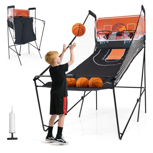 Foldable Basketball Arcade Game Kids Basketball Hoop Machine with 8 Exciting Playing Modes