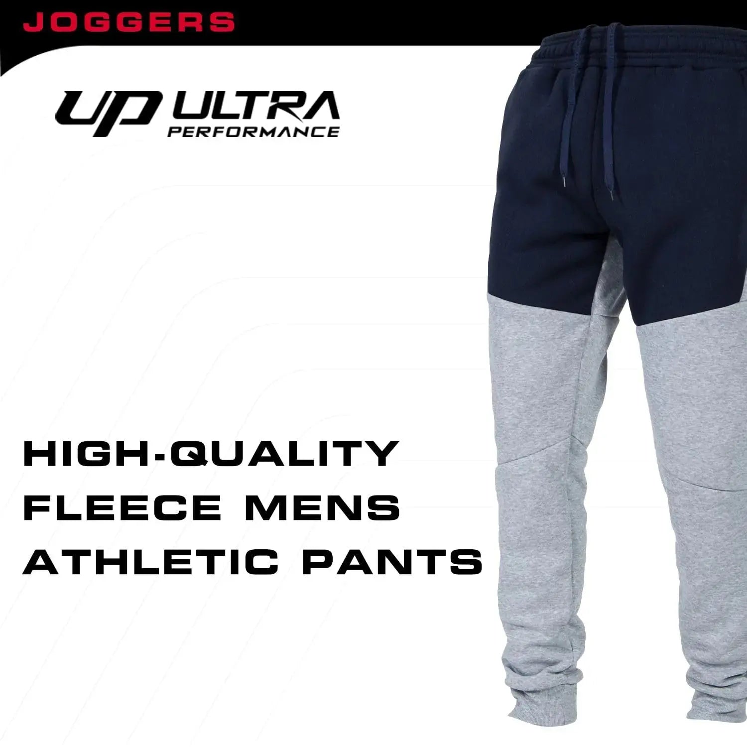 Ultra Performance 3 Pack Fleece Active Tech Joggers for Men | Sweatpants with Zipper Pockets