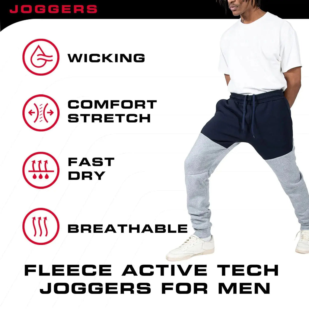 Ultra Performance 3 Pack Fleece Active Tech Joggers for Men | Sweatpants with Zipper Pockets