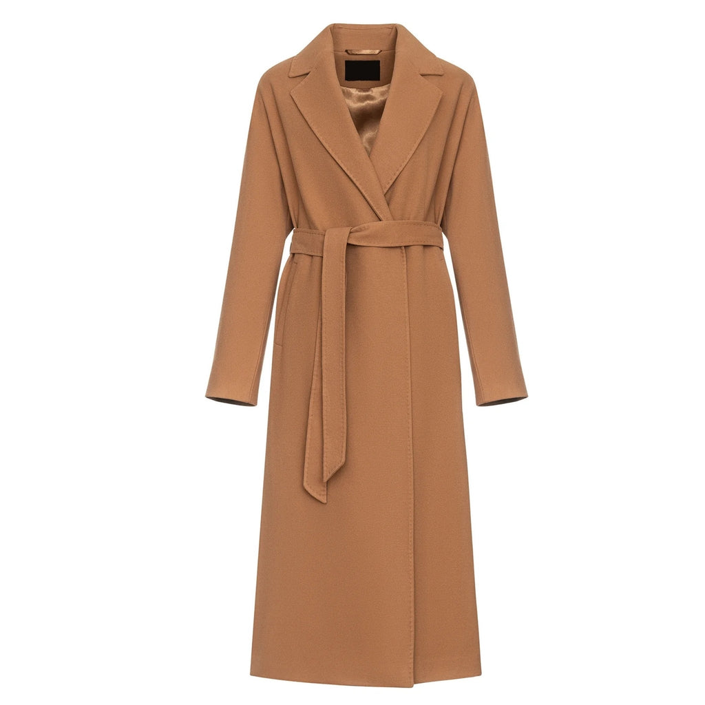 Cambridge Comfort Classic Wraparound Wool Blend Overcoat in Camel
