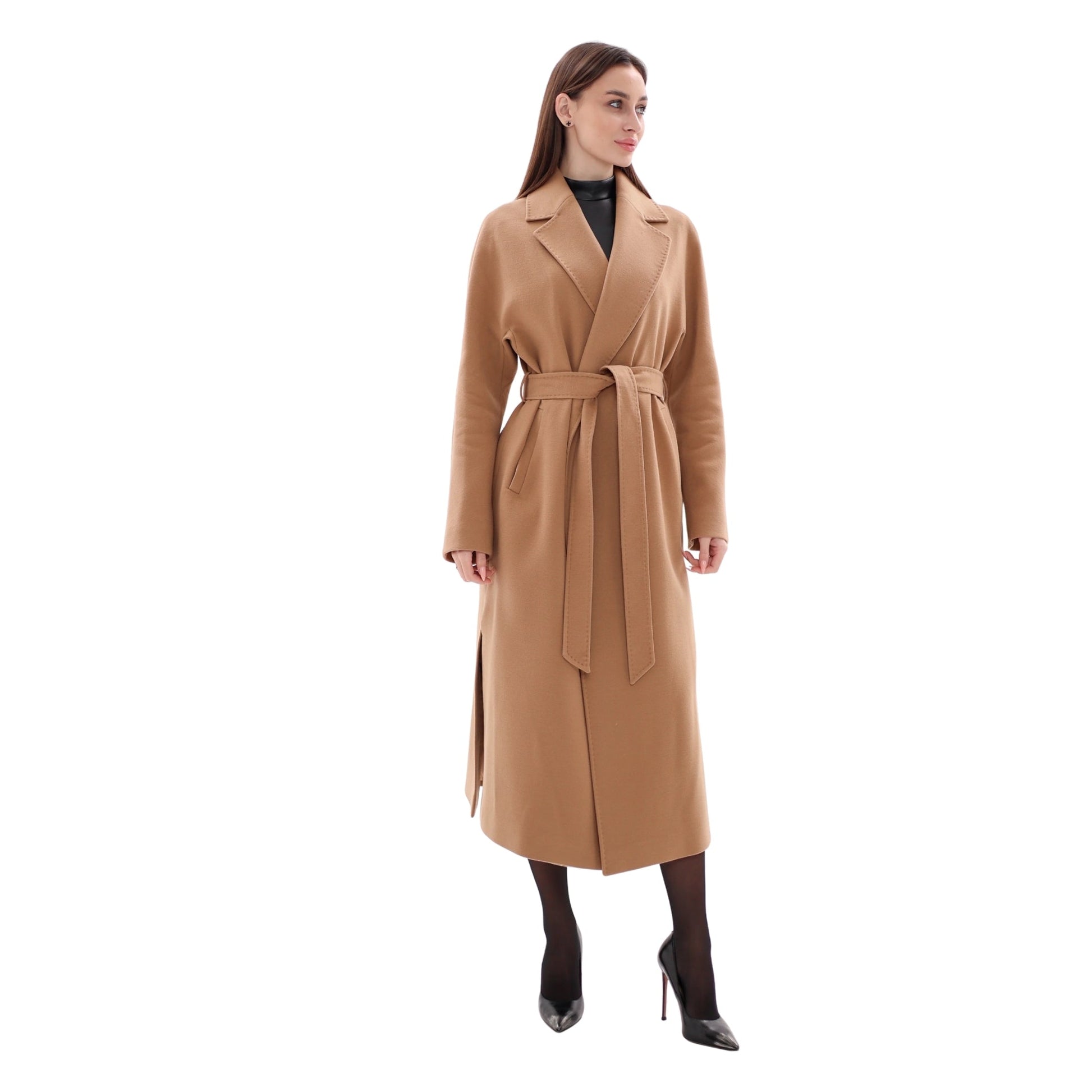 Cambridge Comfort Classic Wraparound Wool Blend Overcoat in Camel