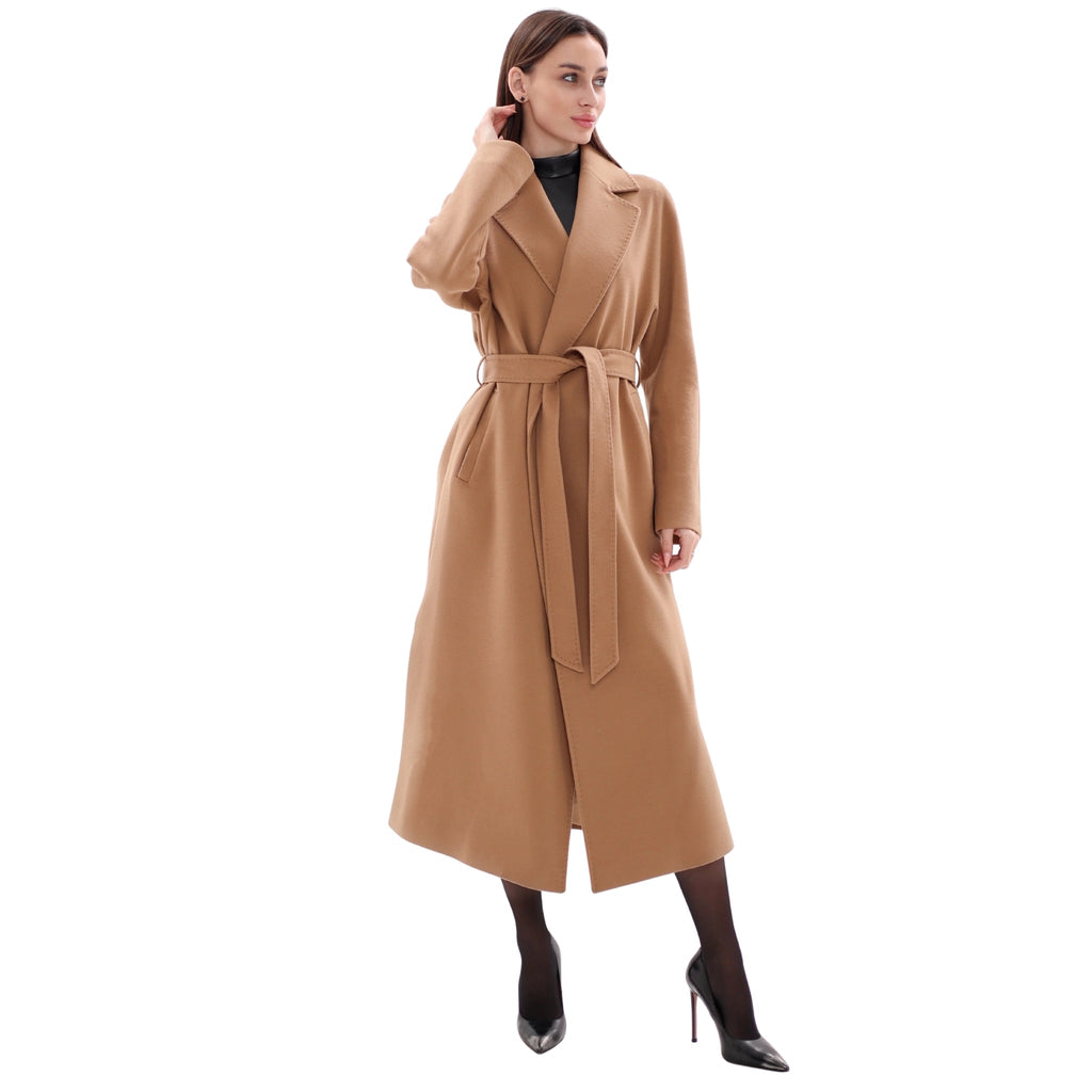 Cambridge Comfort Classic Wraparound Wool Blend Overcoat in Camel