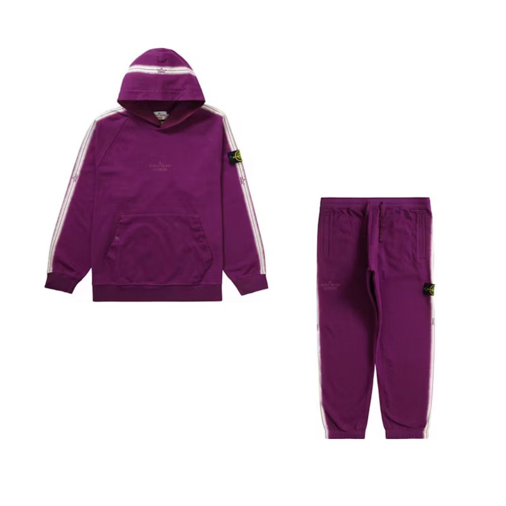Supreme Stone Island Stripe Sweatsuit Purple (FULL SET)