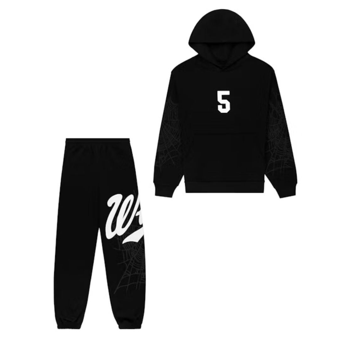 Sp5der Stadium Hoodie And Sweatpants Black (Full Set)