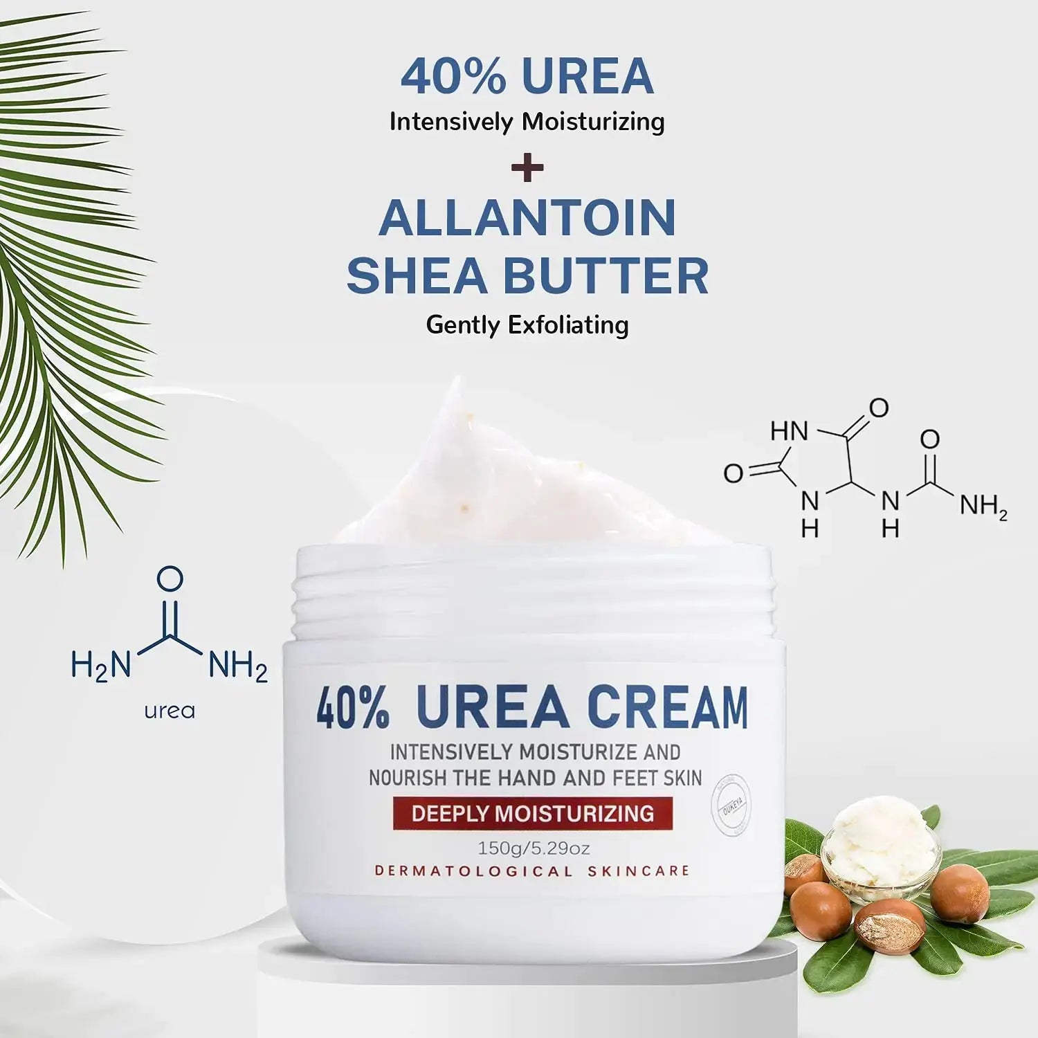 Urea Cream 40 Percent, Urea Foot & Hand Cream for Dry Cracked, 40 per Urea Lotion for Feet Maximum Strength (4 Packs) 5.29 Ounce (Pack of 4)
