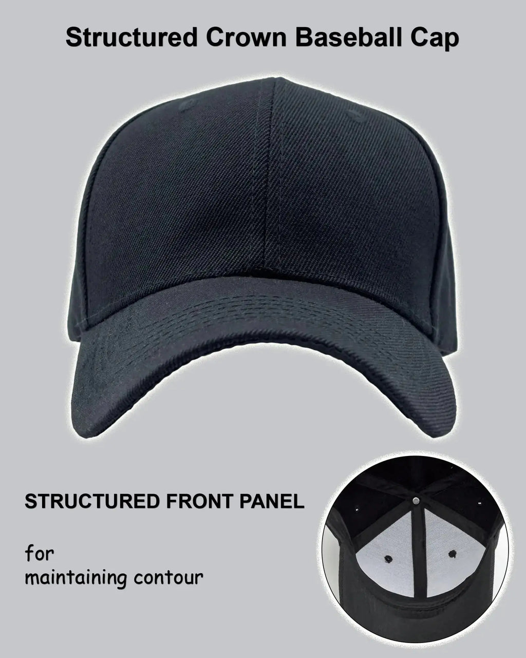 Utmost Structured Baseball Cap with Adjustable Closure - Performance Hat for Outdoor Activities and Custom Embroidery 1pc Black