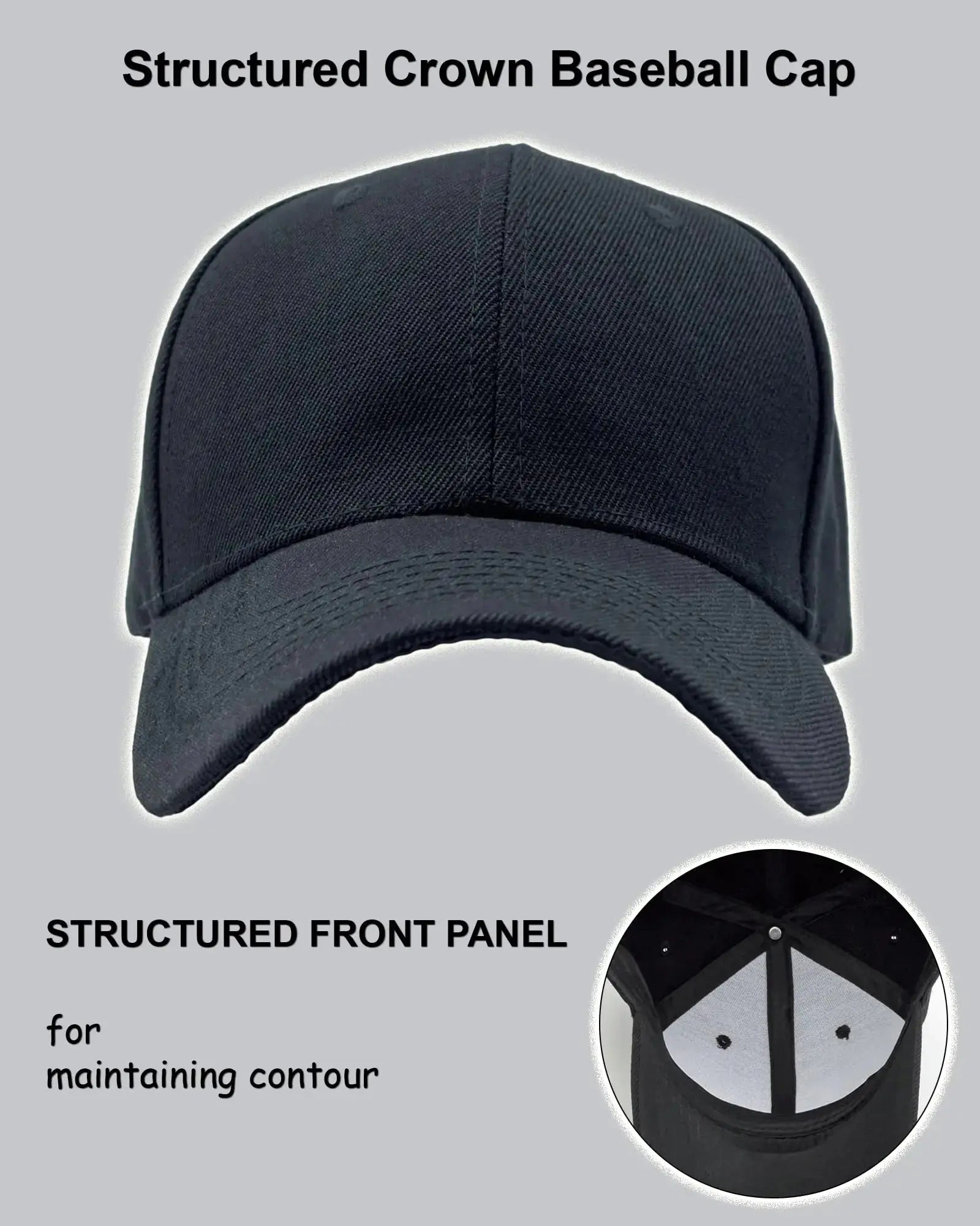 Utmost Structured Baseball Cap with Adjustable Closure - Performance Hat for Outdoor Activities and Custom Embroidery 1pc Black