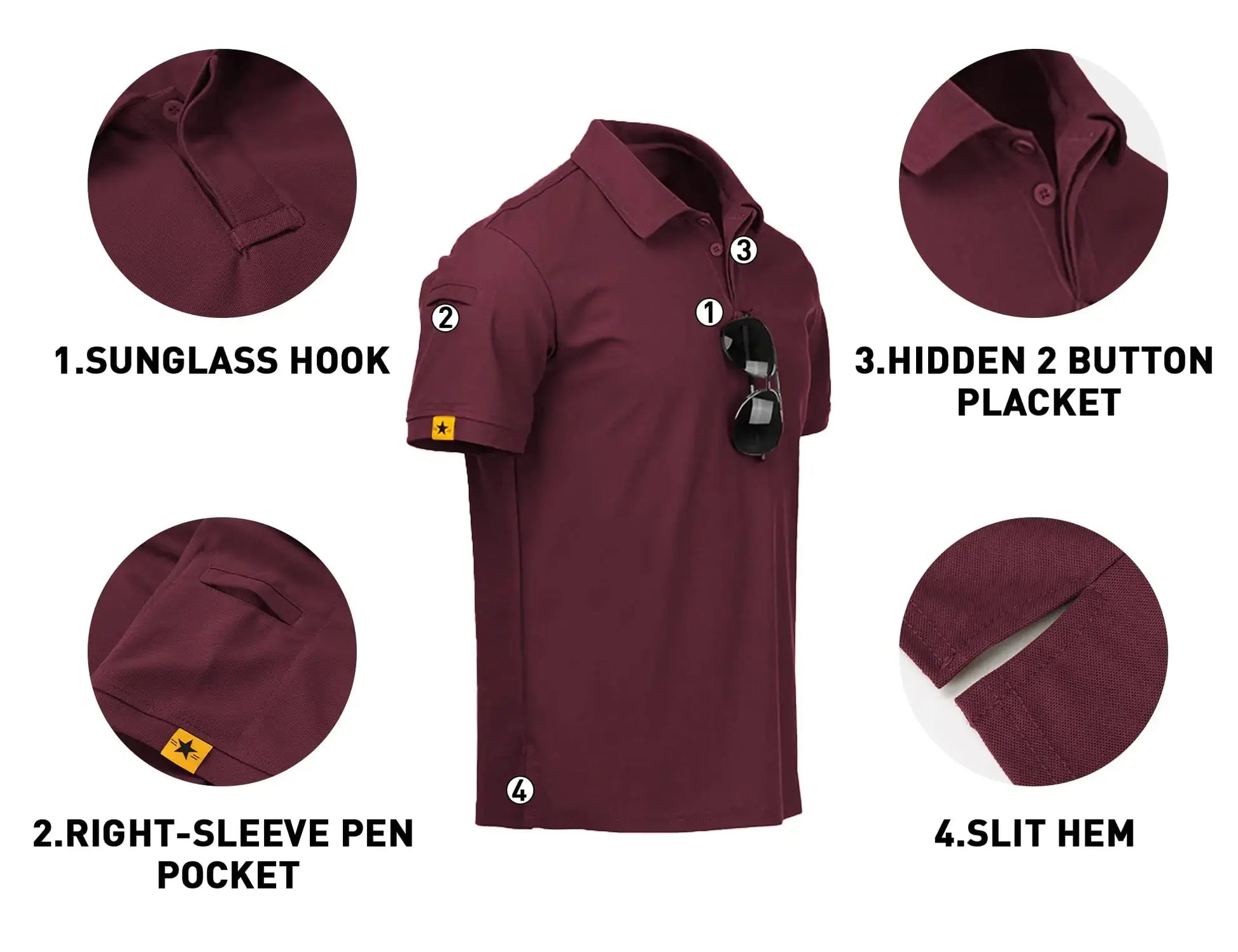 V VALANCH Mens Polo Shirts Short Sleeve Moisture Wicking Golf Polo Athletic Collared Shirt Tennis T-Shirt Tops 5X-Large A-wine Red