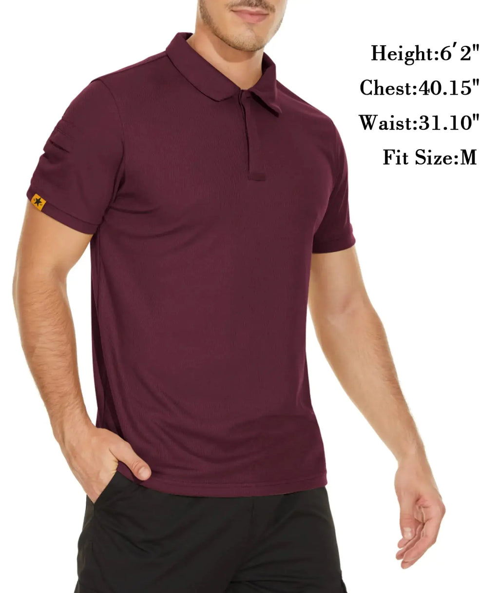 V VALANCH Mens Polo Shirts Short Sleeve Moisture Wicking Golf Polo Athletic Collared Shirt Tennis T-Shirt Tops 5X-Large A-wine Red