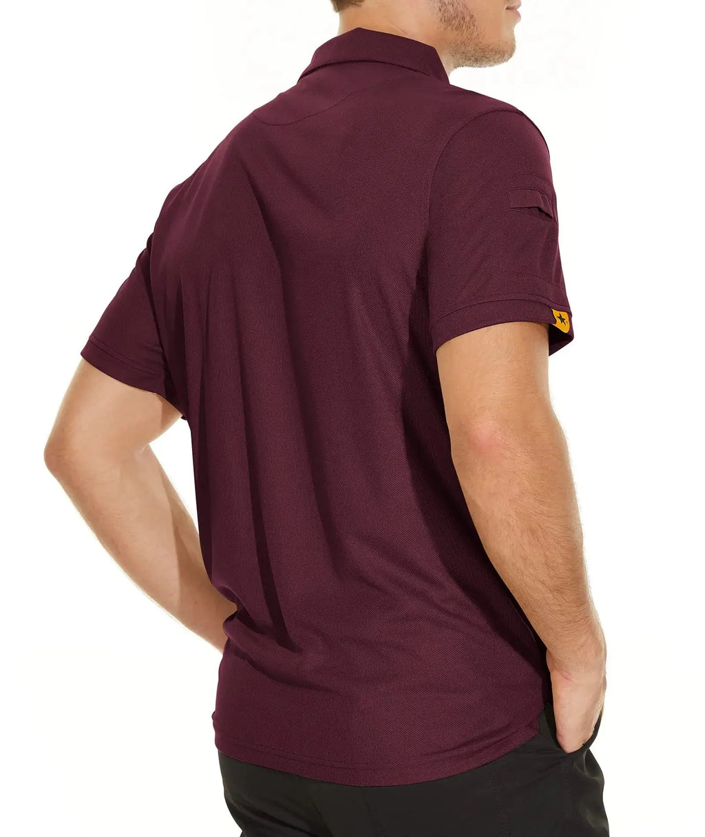 V VALANCH Mens Polo Shirts Short Sleeve Moisture Wicking Golf Polo Athletic Collared Shirt Tennis T-Shirt Tops 5X-Large A-wine Red