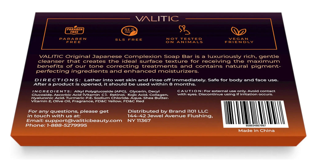 Valitic Unisex Kojic Acid Dark Spot Remover Bar with Vitamin C, Retinol, Collagen