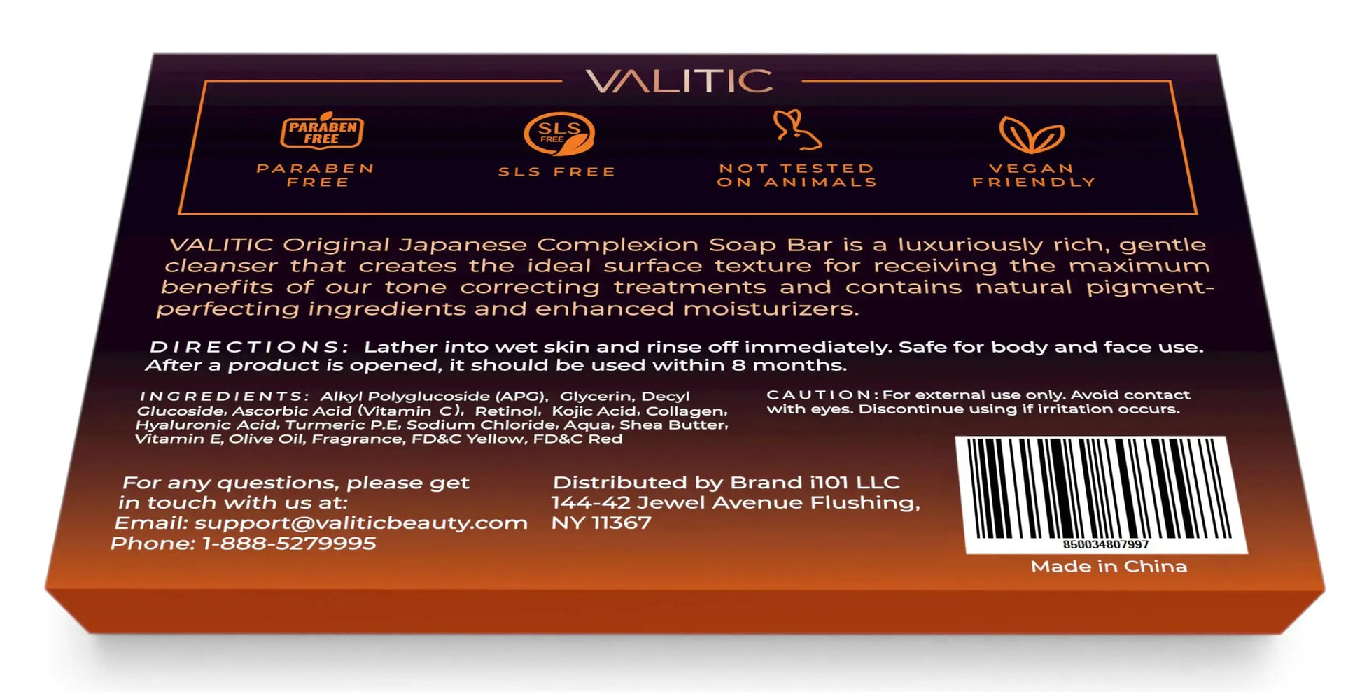 Valitic Unisex Kojic Acid Dark Spot Remover Bar with Vitamin C, Retinol, Collagen