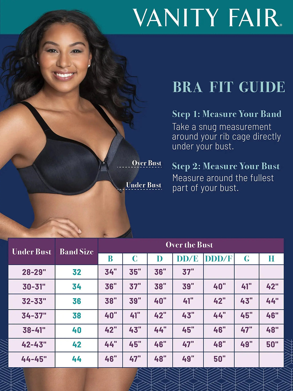 Vanity Fair Women's Illumination Full Figure Zoned-in Support Bra, Lightly Lined Cups up to DD 40DD Underwire - Navy