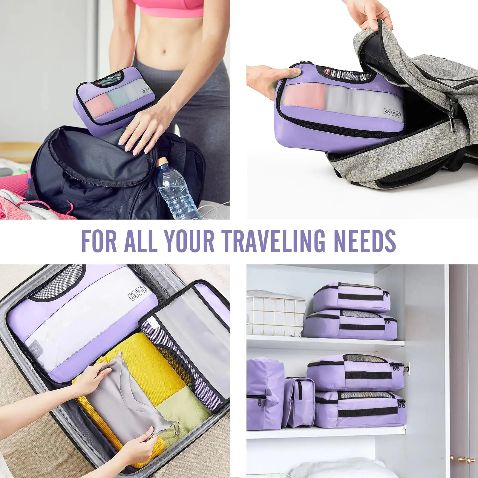 Veken 8-Piece Packing Cubes Set – Travel Bag Organizers for Suitcases & Carry-On Luggage