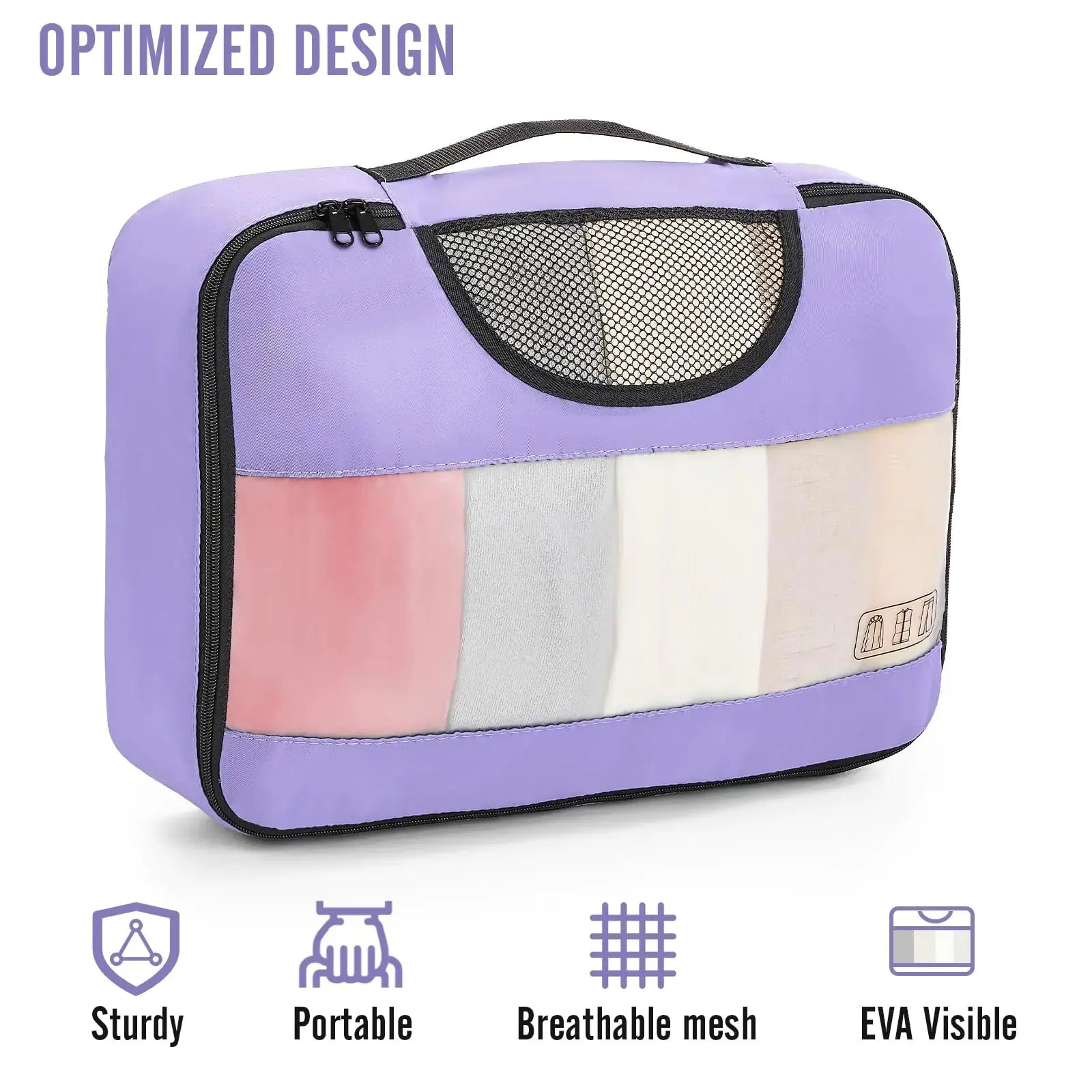 Veken 8-Piece Packing Cubes Set – Travel Bag Organizers for Suitcases & Carry-On Luggage