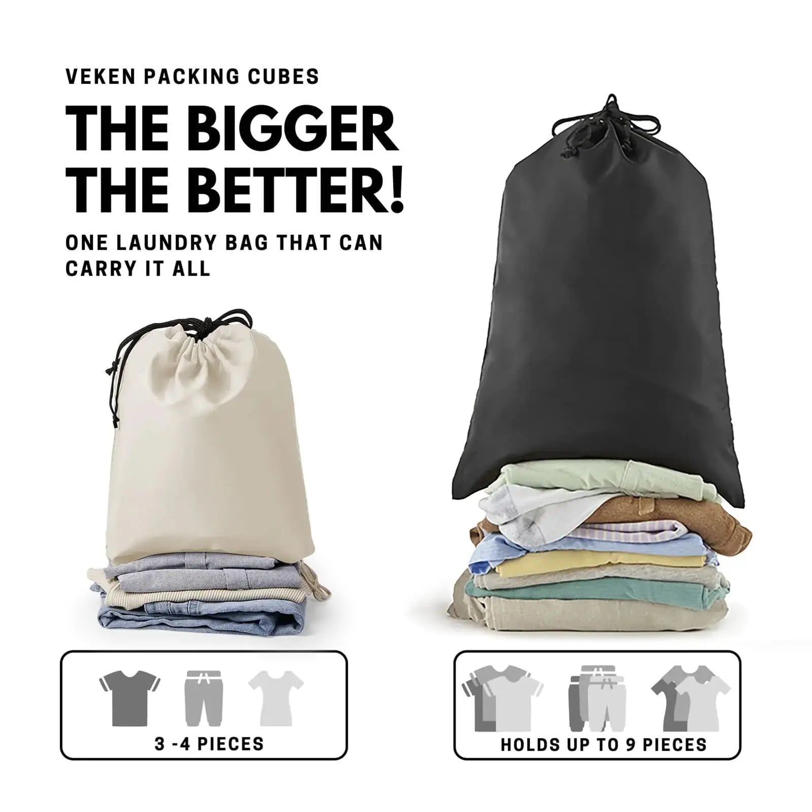 Veken 8-Piece Packing Cubes Set – Travel Bag Organizers for Suitcases & Carry-On Luggage