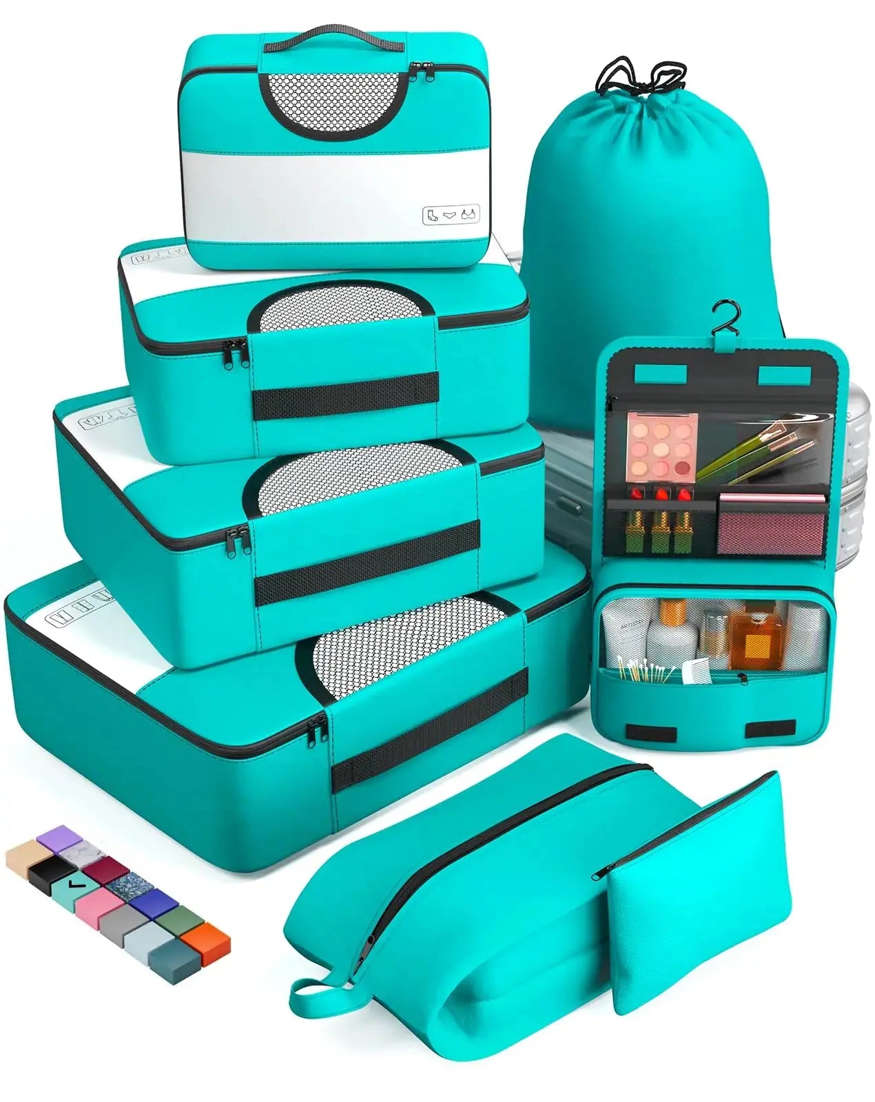 Veken 8-Piece Packing Cubes Set – Travel Bag Organizers for Suitcases & Carry-On Luggage