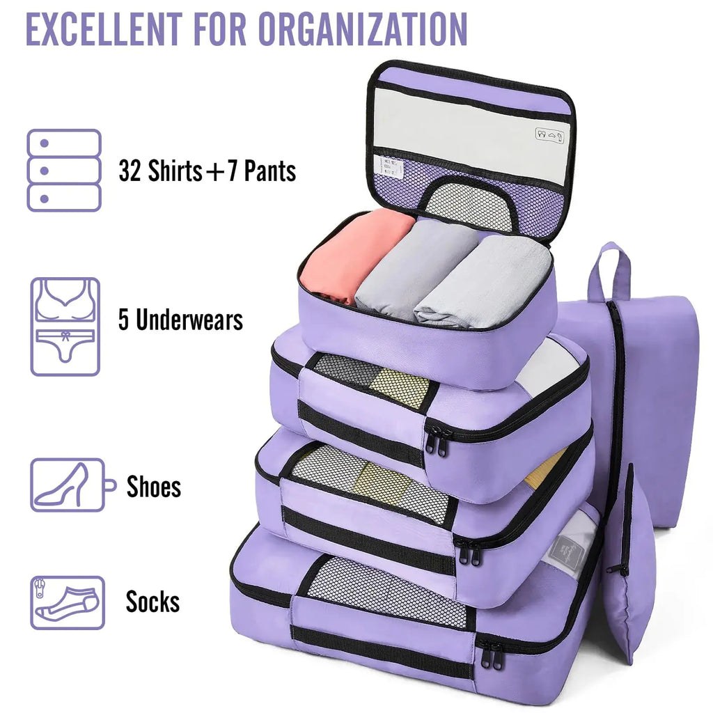 Veken 8-Piece Packing Cubes Set – Travel Bag Organizers for Suitcases & Carry-On Luggage