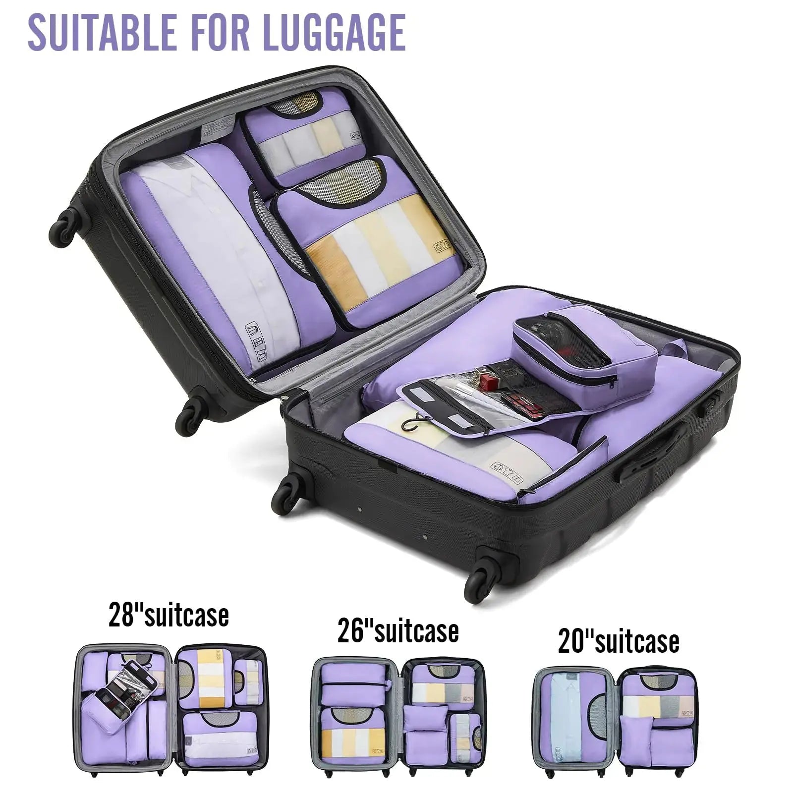 Veken 8-Piece Packing Cubes Set – Travel Bag Organizers for Suitcases & Carry-On Luggage