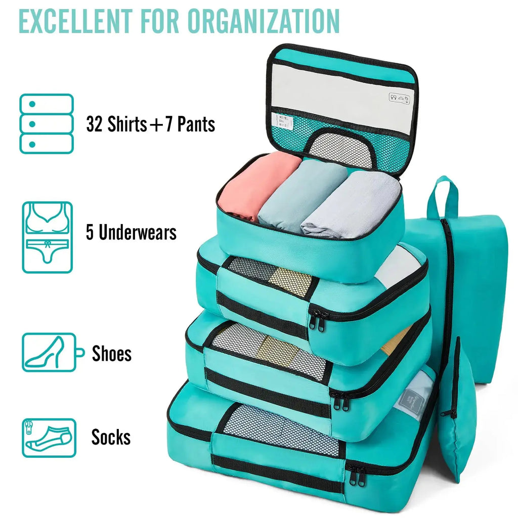 Veken 8-Piece Packing Cubes Set – Travel Bag Organizers for Suitcases & Carry-On Luggage