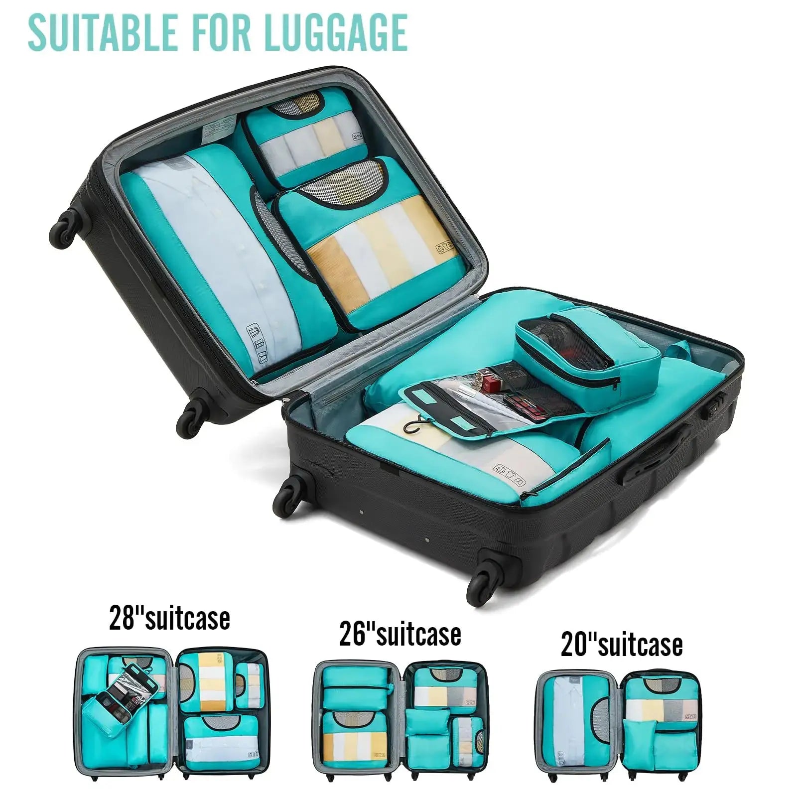Veken 8-Piece Packing Cubes Set – Travel Bag Organizers for Suitcases & Carry-On Luggage