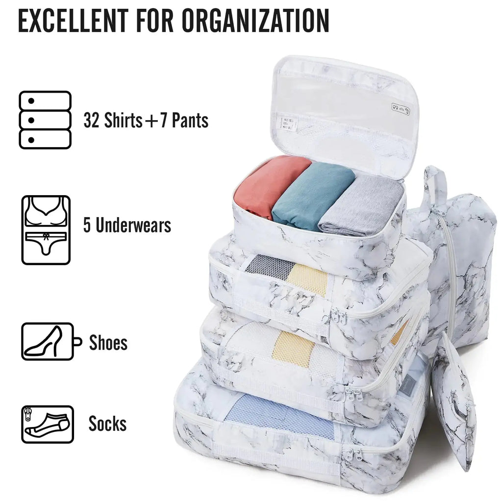 Veken 8-Piece Packing Cubes Set – Travel Bag Organizers for Suitcases & Carry-On Luggage