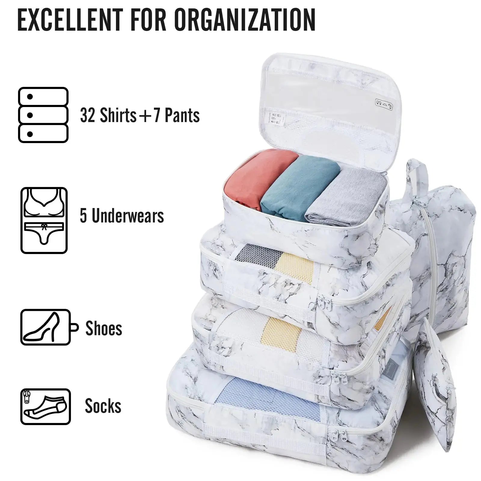 Veken 8-Piece Packing Cubes Set – Travel Bag Organizers for Suitcases & Carry-On Luggage