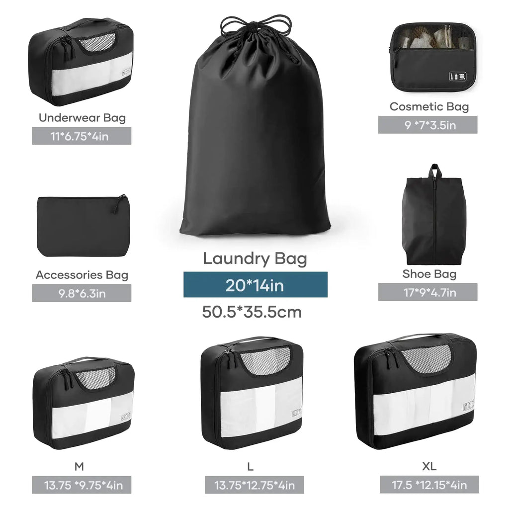 Veken 8-Piece Packing Cubes Set – Travel Bag Organizers for Suitcases & Carry-On Luggage