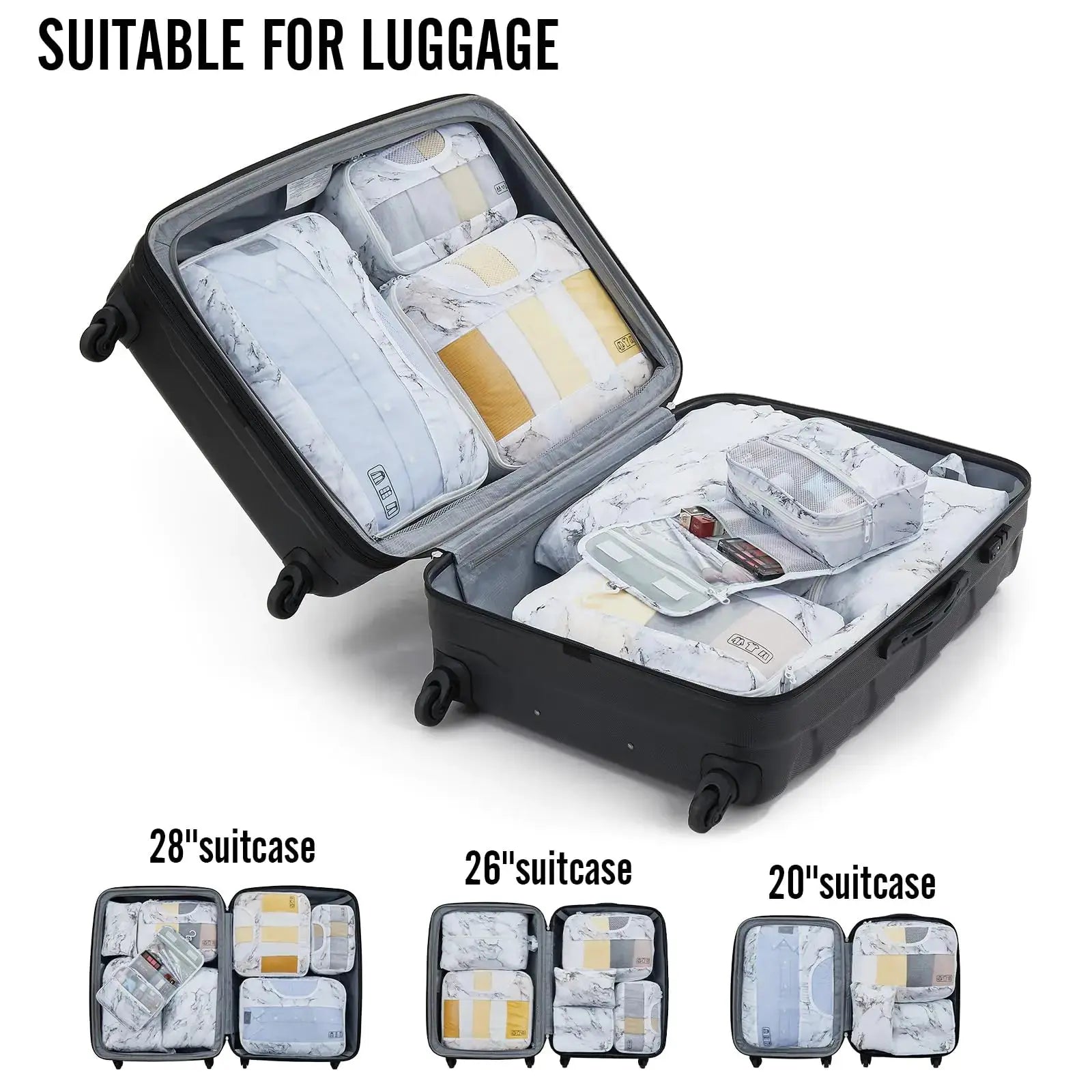 Veken 8-Piece Packing Cubes Set – Travel Bag Organizers for Suitcases & Carry-On Luggage