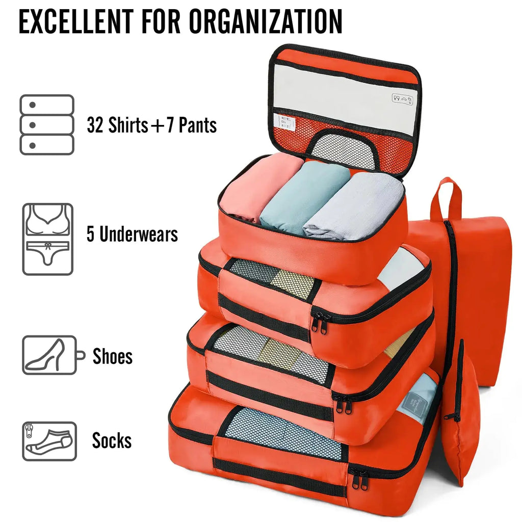 Veken 8-Piece Packing Cubes Set – Travel Bag Organizers for Suitcases & Carry-On Luggage