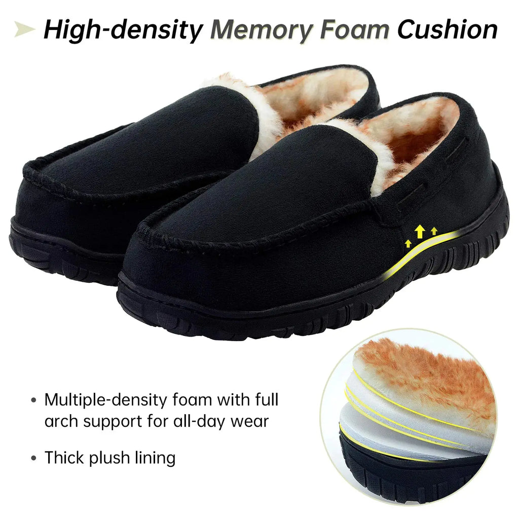 Vonair Men's Moccasin Slippers – Indoor/Outdoor Slip-On Warm House Shoes, Breathable Moccasins for Men