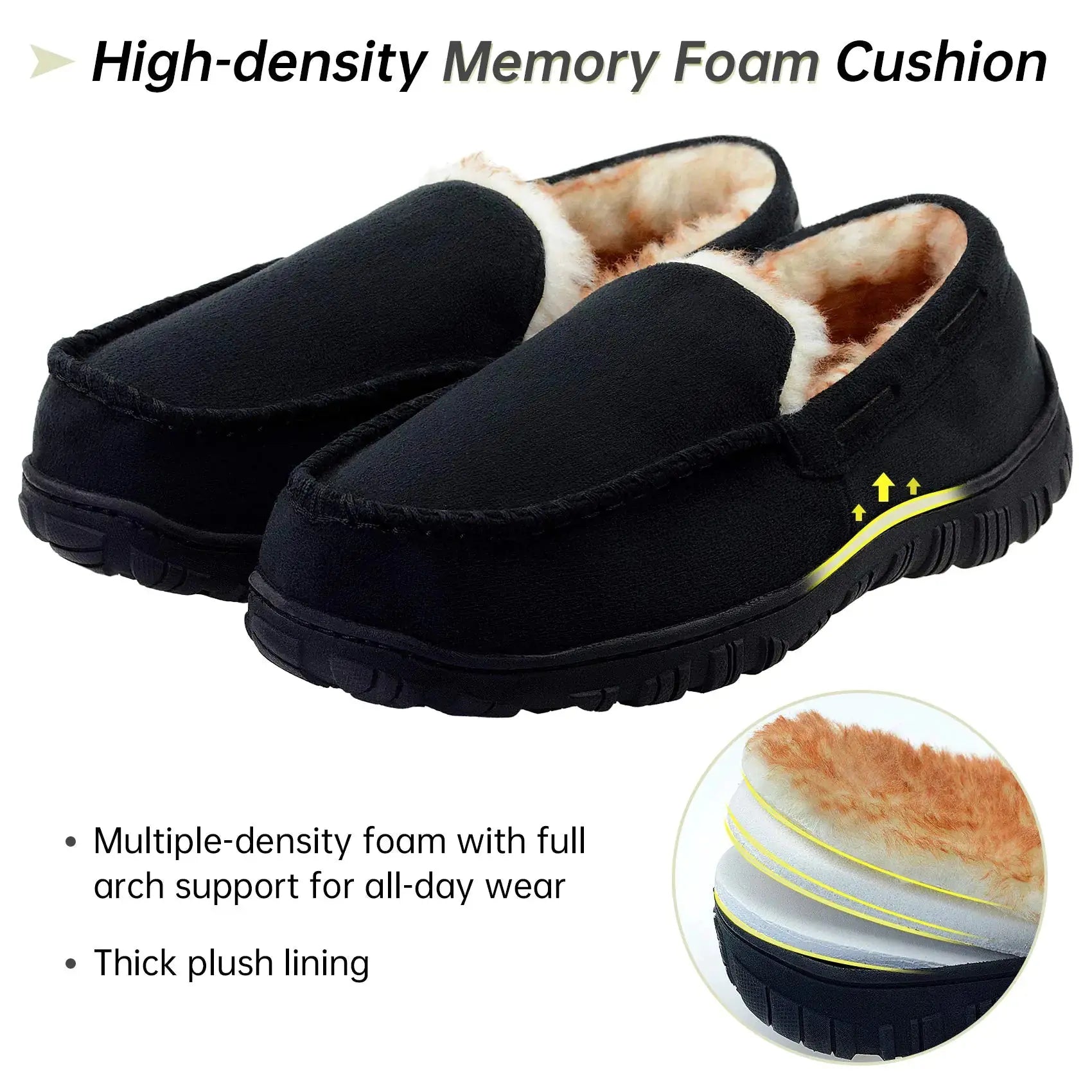 Vonair Men's Moccasin Slippers – Indoor/Outdoor Slip-On Warm House Shoes, Breathable Moccasins for Men