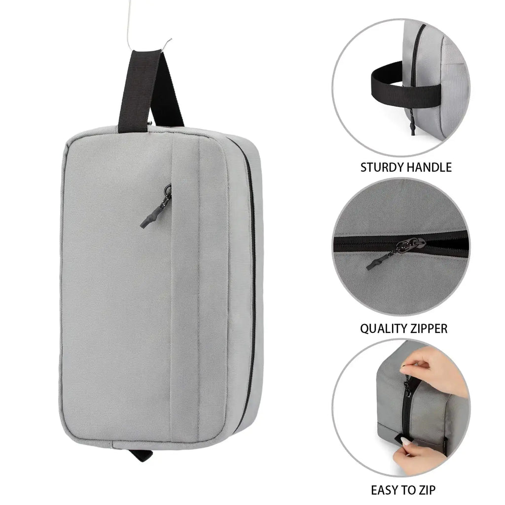 Vorspack Travel Toiletry Bag for Men - Large Water-Resistant Hanging Dopp Kit for Toiletries Accessories - Grey